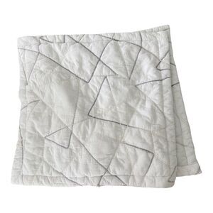 MICHAEL AMINI White Modern Geometric Minimalist Geometric Quilted Pillow Shams